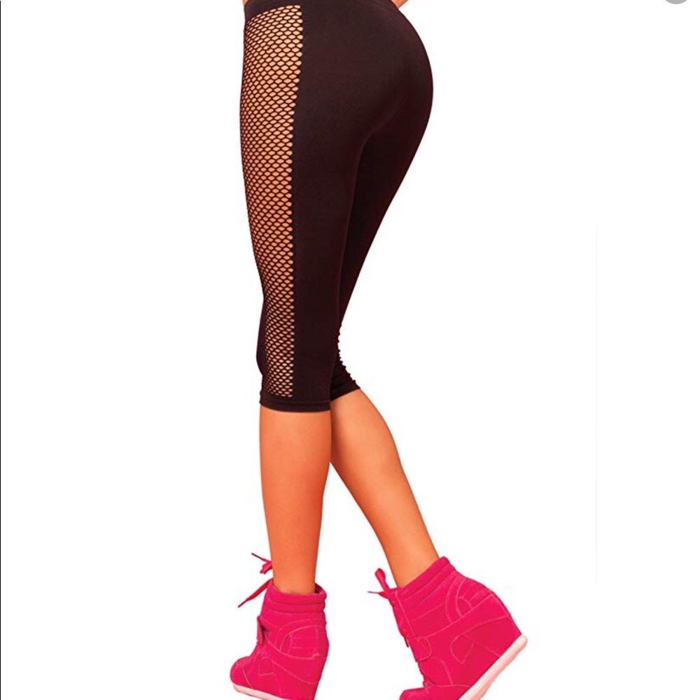 Athletic Stretch Pants Crop Net Black Size S/M - Picture 3 of 7